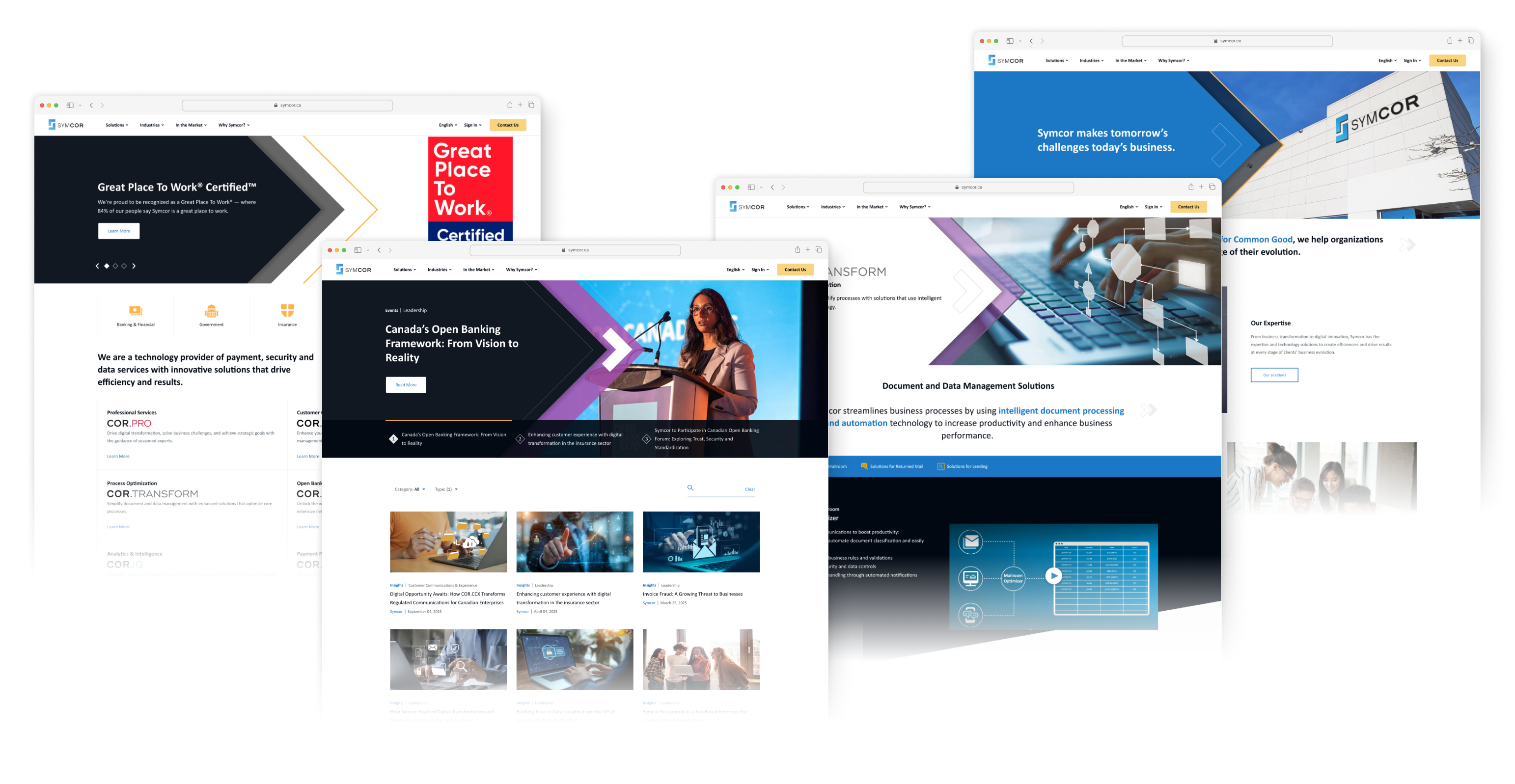 Symcor legacy website examples